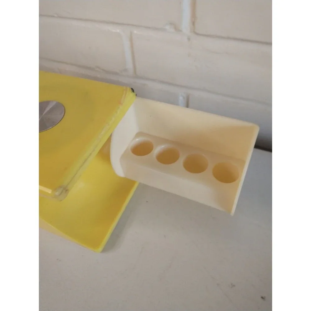 Vintage Make Up Organizer Cube Lipstick Holder Yellow Retro Case